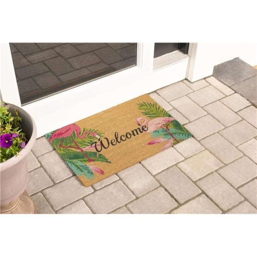 – Doormat | Flamingo Duo | All Weather Heavy Duty Mat | 100% Natural Coir Face